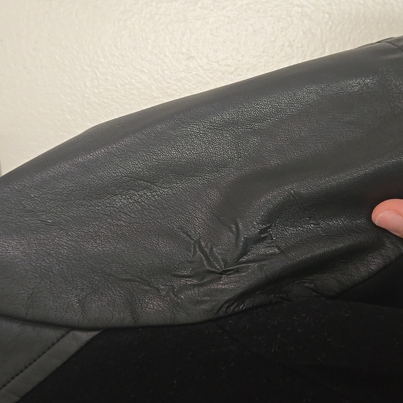 Marc New York Andrew Marc Faux Leather Sleeve Pea Coat - Picture 7 of 16